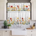 thumbnail image 2 of Vintage Flowers Curtain Valances Set Light Green Flowers Leaf Decoration Kitchen Curtains 24&nbsp;inch Length Rod Pocket Valance and Tiers 3 Piece Set Small Bedroom Bathroom Laundry Decor, 2 of 9