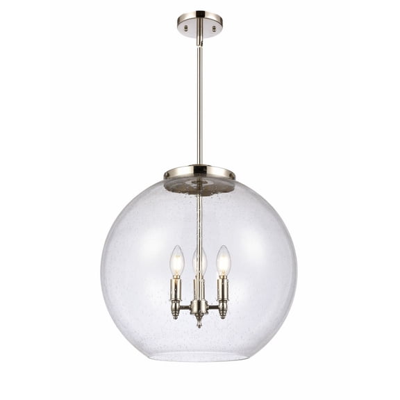 221-3S-PN-G124-18 Innovations Lighting Athens - 3 Light Pendant In Industrial Style-18.38 Inches Tall and 17.75 Inches Wide-Polished Nickel