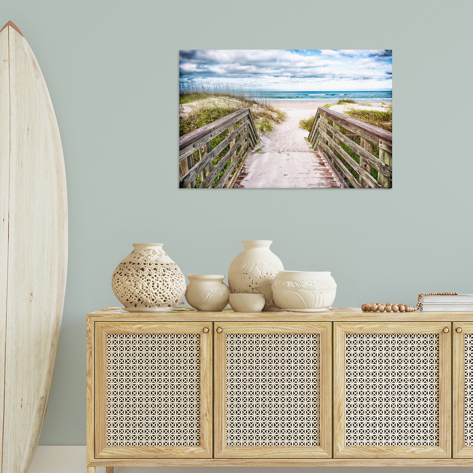 Stupell Industries Sandy Coast Boardwalk Nautical & Beach Photography Wrapped Canvas Art Print Wall Art, 36 x 24