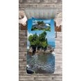 thumbnail image 3 of Ambesonne Ocean Quilted Bedspread Set 2 Pcs, Building in Bali Island Asia, Twin Size, Green Blue, 3 of 3