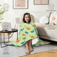 thumbnail image 4 of Wearable Blanket,LightGreen Multicolor Dinosaurs Hooded Wearable Flannel Blanket for Adults & Teens,Winter Poncho Shawl Wrap Cape Cozy Anti-Pill,50"x60", 4 of 5