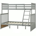 thumbnail image 4 of Newest Twin Over Full Bunk Bed , Wooden Bunk Bed with Ladder , Safety Guard Rails –Gray, 4 of 9