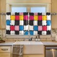 thumbnail image 2 of Yayeee Kitchen Curtains Set of 2 Light Filtering 57"x24" Over Sink Window Panels, White Checkered Pattern, 2 of 7