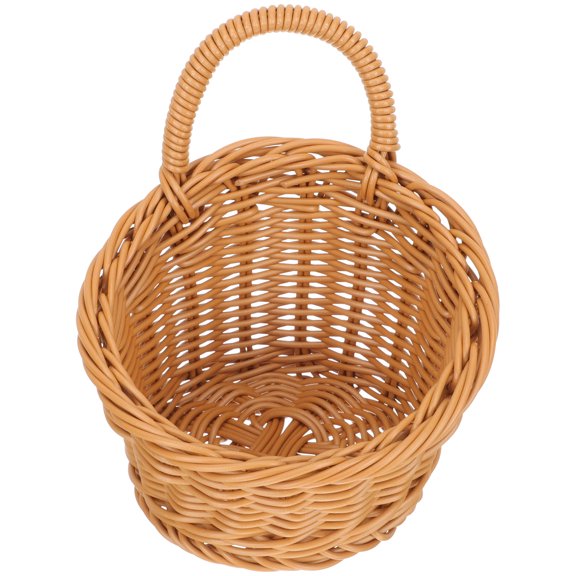 FRCOLOR Plastic Round Woven Basket 13.5x11cm for Kitchen Storage and Thanksgiving Decor, and Stylish