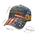 thumbnail image 5 of 250 Anniversary USA Hat 250Th Birthday 1776-2026 Embroidered Distressed Denim Cap Adjustable Baseball Cap for Women Men #06 Blue, 56cm, 5 of 6