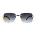 thumbnail image 3 of 90s Music Mogul Gangster Rapper Rimless Narrow Rectangle Luxury Sunglasses Gold Brown Smoke, 3 of 4