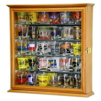 Mirror Backed and 4 Glass Shelves Shot Glass Display Case Cabinet