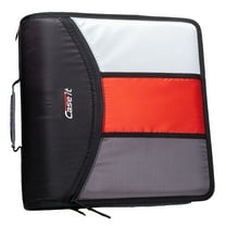 Case•it Mighty Zip Tab, Zip Binder w/ 5-Sub. File, Black, 3" Cap., 12.99"H x 13.11"  W x 3"L,D-156-B