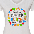 thumbnail image 4 of Inktastic I Love my Brother Autism Awareness Women's V-Neck T-Shirt, 4 of 5