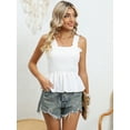 thumbnail image 5 of Berydress Women's Ruffle Tank Tops Square Neck Babydoll Causal Summer Smocked Blouse (L-6209-White), 5 of 7