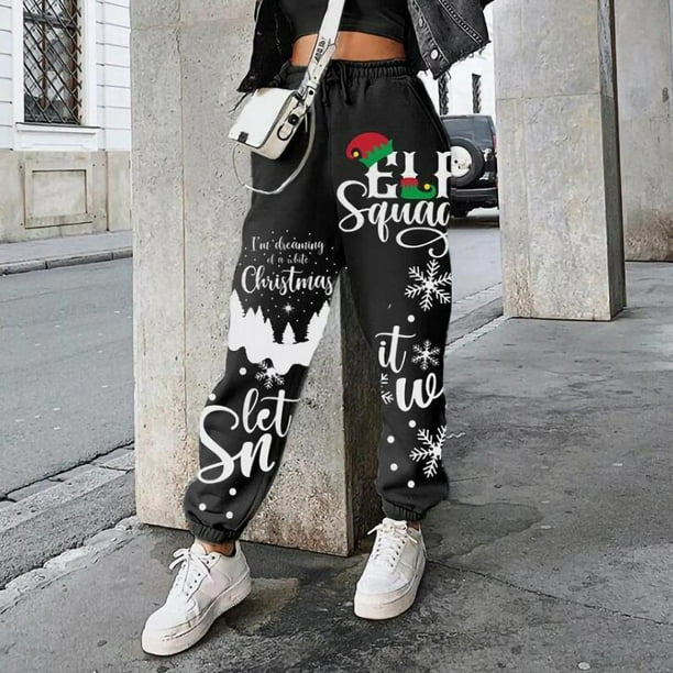 Long Pants For Women Winter Women's Christmas Print Thick Style