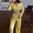 thumbnail image 1 of Trajes De 2 Piezas Trajes de 2 piezas para mujer, conjunto de pantalón de 2 piezas calado, traje de vacaciones Sexy ajustado Cgtredaw Amarillo S para Mujer, 1 of 7