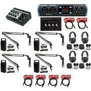4-Person Podcast Podcasting Recording Kit w/Presonus STUDIO 26C Interface+Booms