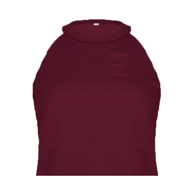 Hauts pour Femmes Aguichant à Encolure Ronde Ajourée, Camisole Sans Manches de Couleur Unie