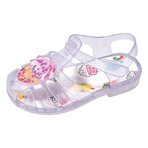 MEZZALL Girls Cute Cartoon Jelly Sandals Kids Fruit Design Water Casual Sandals For Kids Solid Color Lovely Toddler Shoes