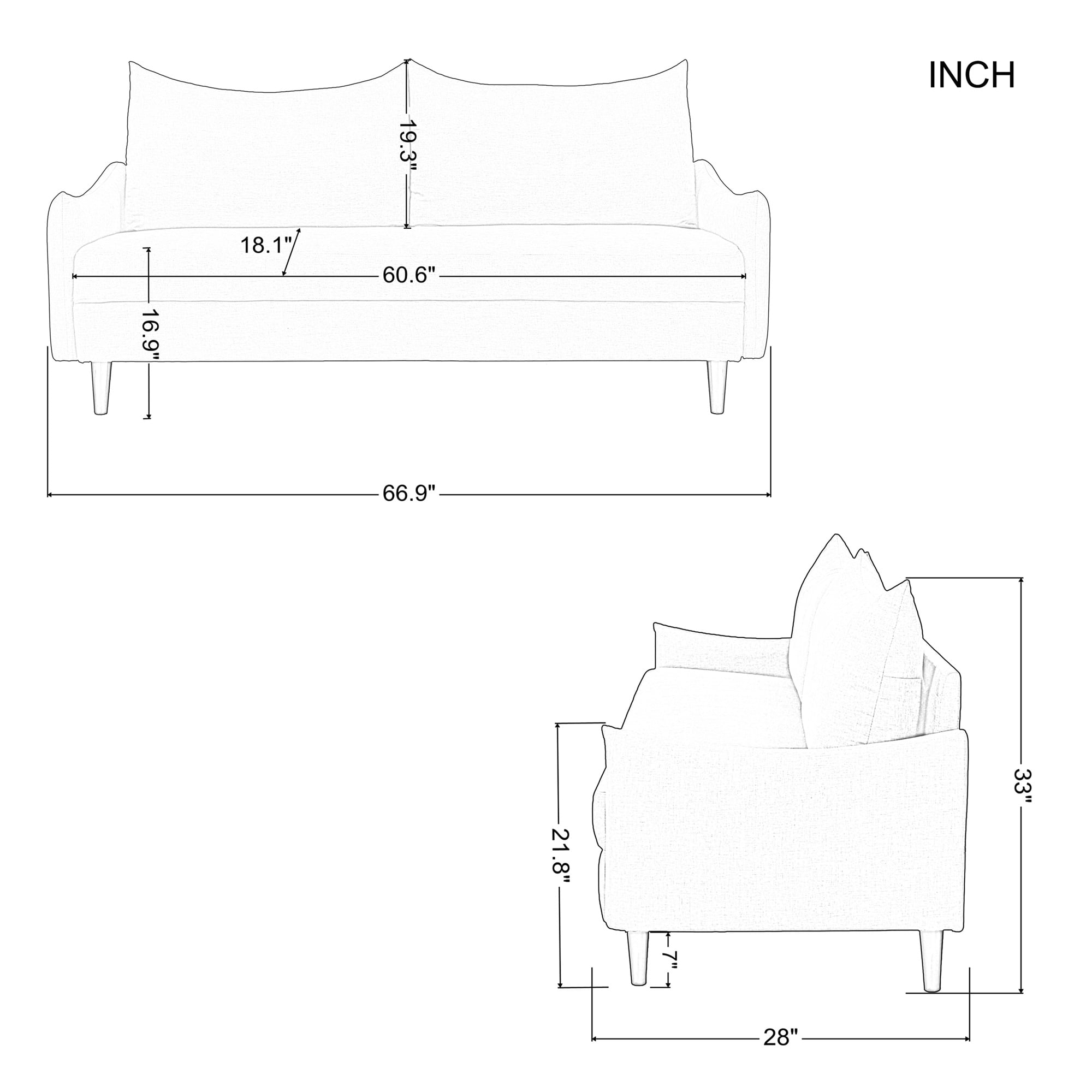 Aukfa 2-Seater Loveseat, Modern Love Seat Couch for Living Room, Beige