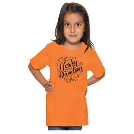 

Harley-Davidson Girl s Sweet Script Short Sleeve Toddler Tee - Orange (4T) Harley Davidson