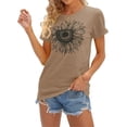 thumbnail image 2 of Langwyqu Summer Casual Round Neck Women Sunflower Print Short Sleeved T-Shirt, 2 of 5