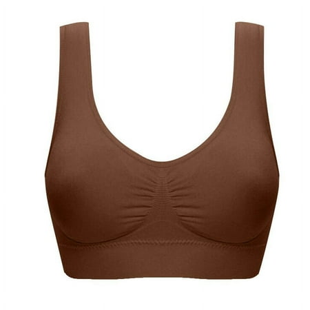 Wayzton Women s Comfortable Seamless Body Shaping Wireless Bra Shockproof Seamless Underwear Save Big Coffee 3XL
