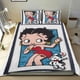 thumbnail image 1 of Betty Boop (2) Conjunto de sábanas temático, trío de piezas, cómodo y amigable con la piel, diseño único, regalo de decoración para el hogar para familiares, amigos y fans,135X200cm, 1 of 6