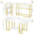 thumbnail image 5 of LinkRomat Coffee Table Sets 3 Pieces, Faux Marble Square Tabletop and 2 Rectangular Coffee Tables, Modern Entryway Set, Console Set Tables for Living Room, 5 of 9