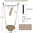thumbnail image 3 of Tree Swing for Kids, Adjustable Toddler Rope Swing Seat with Snap Hooks and Straps, 440 lbs Capacity, Swingset Accessories for Indoor Porch Doorway Outdoor Playground Backyard (Khaki), 3 of 15
