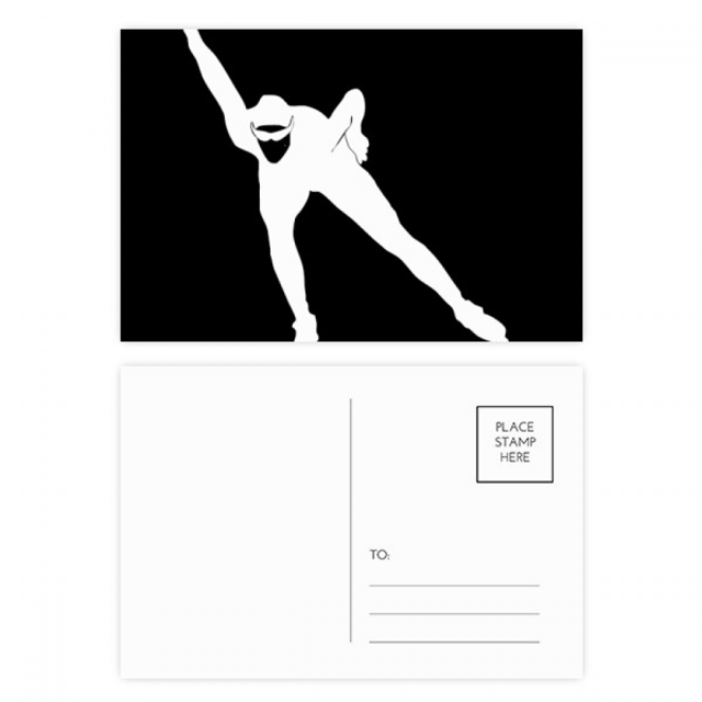 Invierno patinando Sport Negro silueta Set cumpleaños gracias tarjeta postal correo lado 20pcs