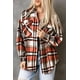 thumbnail image 2 of ABPHQTO Chaqueta de cuadros de franela naranja con bolsillos en el pecho para mujer, 2 of 5