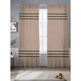 thumbnail image 2 of Retro Brown Sheer Curtains 96 inches Long 2 Panels Set Beckground Dark Green Stripes Tiers Sheers Rod Pocket Small Window Short Curtains for Kitchen Cafe, Each 52" W x 96" L, 2 of 7