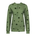 thumbnail image 3 of IROINNID Sweatshirt for Women Star Print Long Sleeve Comfortable Fall Pullover Breathable Casual Fall Hoodie,Green, 3 of 4
