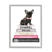 Stupell Industries Book Stack Fashion French Bulldog, 24 x 30,Design by Amanda Greenwood