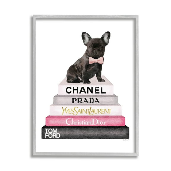 Stupell Industries Book Stack Fashion French Bulldog, 24 x 30,Design by Amanda Greenwood