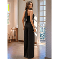 thumbnail image 5 of Maxi Jumpsuit for Women Crossover Halter Neck Straight Leg Overall Romper Black L, 5 of 7