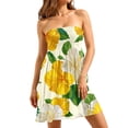 thumbnail image 2 of Women's Hawaiian Dresses Floral Print Sleeveless Strapless A Line Dress Boho Flowy Summer Beach Vacation Dresses, 2 of 5