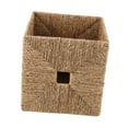 thumbnail image 3 of Cesta de almacenamiento tejida a mano, plegable, sencilla, para baño, escritorio, organizador de artículos diversos, cesta rectangular tejida de algas, 3 of 10