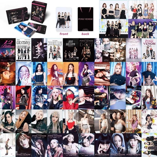 JISOO JENNIE LISA ROSE-Juego de tarjetas de fotos de álbum Kpop, color negro y rosa, colección de Fans, regalo, 55 Unidades