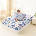thumbnail image 4 of Manfei Cute Shark Twin Fitted Sheet, Sea Fish Coral Bedding, Blue Purple, 2-Piece, 1 Fitted Sheet and 1 Pillowcase, 4 of 6