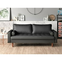 US Pride Furniture Gabler70'' Square Arm Wood Frame Mid-Century Sofa, Black