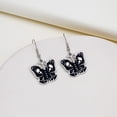 thumbnail image 3 of 1 Pair Halloween Earrings Contrast Color Anti-rust Decorate Ears Dark Style Skull Pattern Butterflies Shape Hook Earrings, 3 of 8