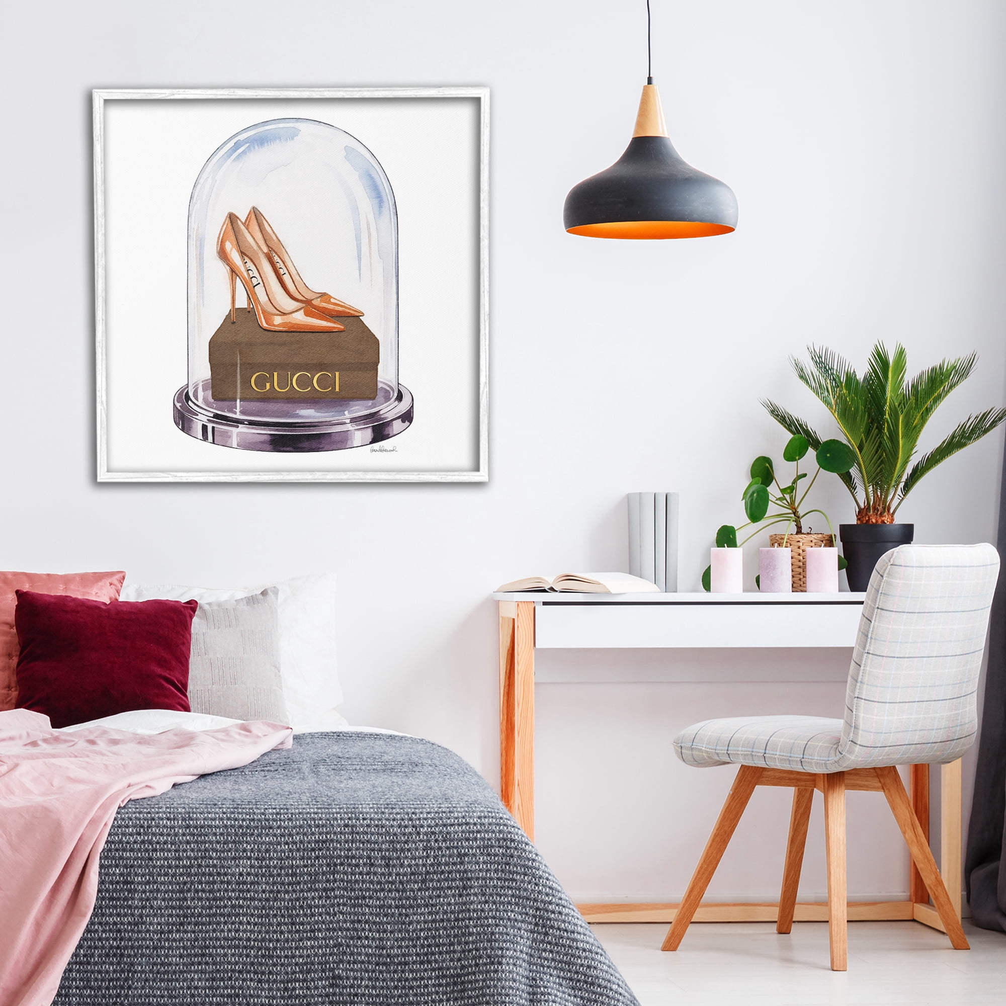 Stupell Industries Satin Heels in Bell Jar White Framed Giclee Art, design by Amanda Greenwood