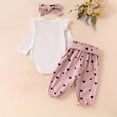 thumbnail image 3 of Erwazi Newborn Infant Girl Outfit Sets Rib Knit Bodysuit Heart Print Pants Headband Baby Clothes for Girls 0 3 6 12 Months, 3 of 8