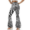 thumbnail image 3 of Xoenoiee Flared Pants for Women High Waist Flare Leggings 70s Pants Butt Lifting Flared Slit Hem Leggings Tall Yoga Pants for Work, Office, Yoga, Gym, XL, Zebra Print, 3 of 6