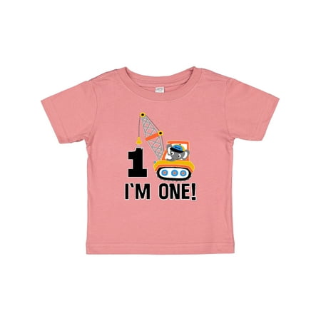 

Inktastic First Birthday Construction Truck 1 Year Old Gift Baby Boy T-Shirt