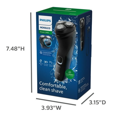 Philips Norelco Shaver 2400, Cordless Electric Shaver with Pop-Up Trimmer - Deep Black