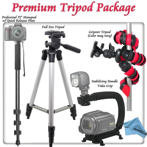Premium Tripod Package for Canon 70D Digital SLR Cameras. Includes Full
