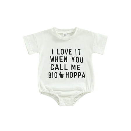 

ELF Baby Girls Boys Summer Casual Romper Short Sleeve Letter Rabbit Print Playsuit 0-2Y