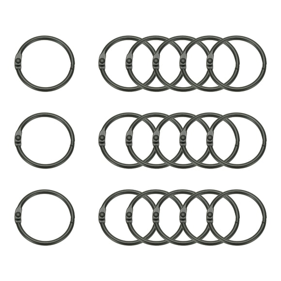 Uxcell 18Pcs Loose Leaf Binder Rings, 1.5 Inch Metal Open Card Rings Heavy Duty Book Rings for Key Index Card Rings Paper Rings Office, Black