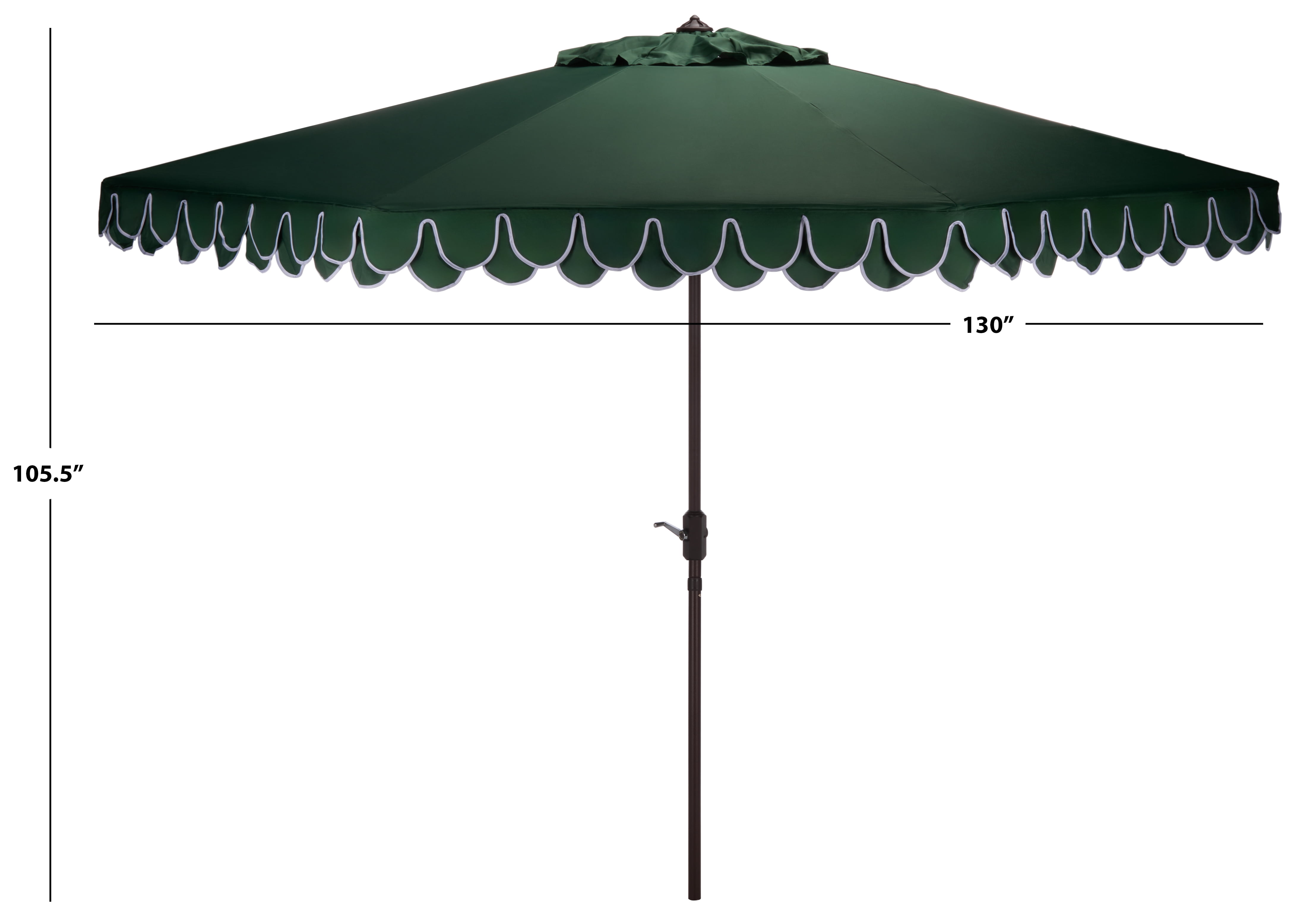 Safavieh Outdoor Valance 11ft Crank Patio Umbrella, Hunter Green/White