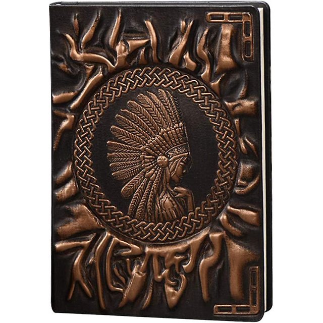 Nuevo, diario de cuero Vintage A6 adecuado, cuaderno diario en relieve, forrado, caja fuerte para pluma estilográfica, 100 hojas planas