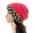 thumbnail image 2 of Sportswear Women's Lined Leopard Print Pom Beanie Hat, 2 of 8